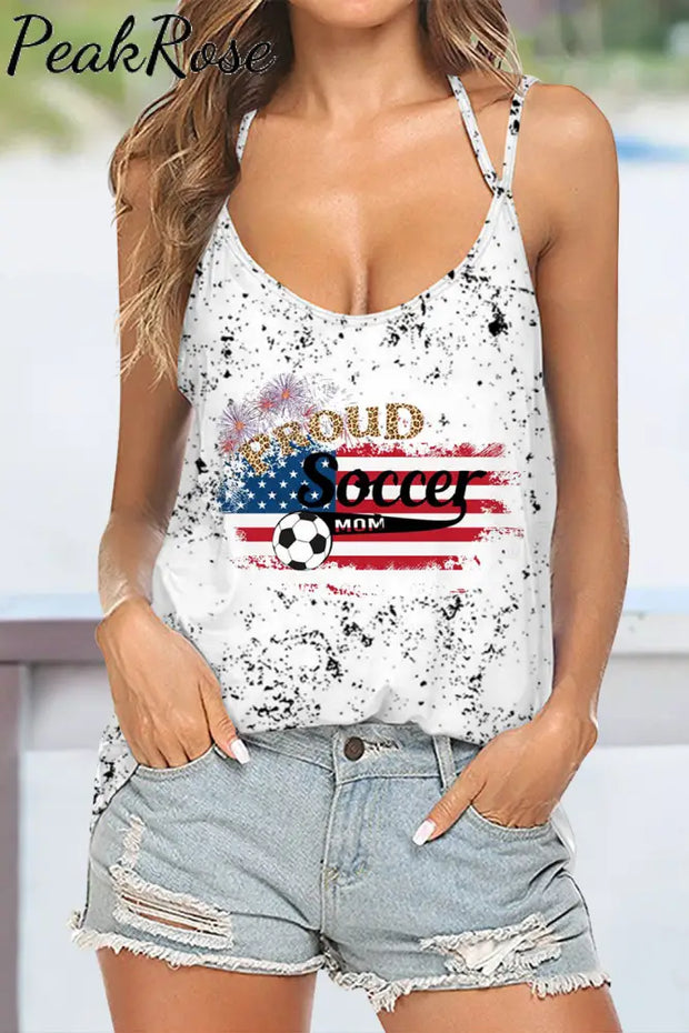 Proud Soccer Mom Print Halter Top Tops