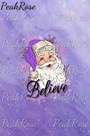 Purple Christmas Santa Believe Print Denim Jeans