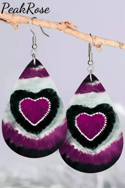 Purple Heart Pu Leather Earrings