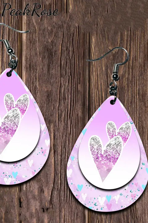 Purple Heart Water Droplet Earrings