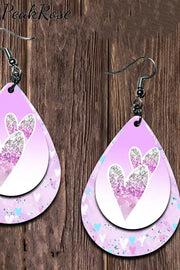 Purple Heart Water Droplet Earrings One-Size