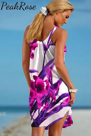 Purple Orchid Floral-Print Sleeveless Dress