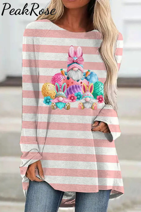 Rabbit Ear Goblin Cute Elf Egg Pink Striped Tunic S /