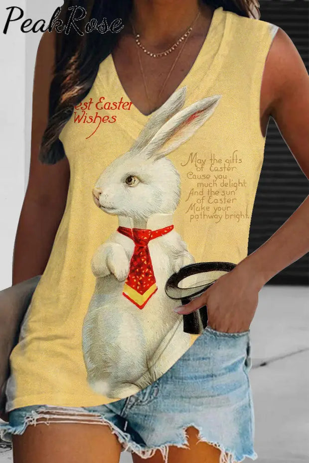 Rabbit With Bowler Hat Gentleman Yellow Tank Top