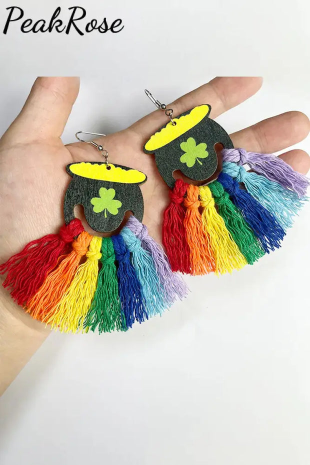 Rainbow Hook Tassels Earrings