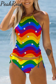 Rainbow Tie Dye Bikini Swimsuit S /