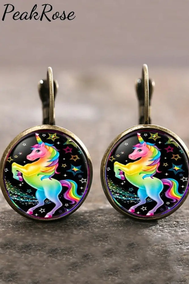 Rainbow Unicorn Print Earrings