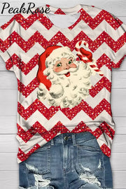 Red Christmas Santa Print Short Sleeve T-Shirt