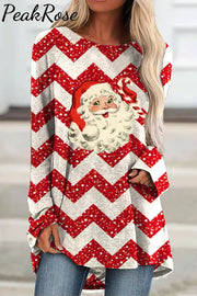 Red Christmas Santa Print Tunic