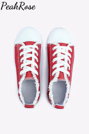 Red Flat Shoes Canvas Sneakers