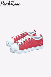 Red Flat Shoes Canvas Sneakers