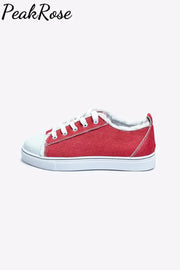 Red Flat Shoes Canvas Sneakers