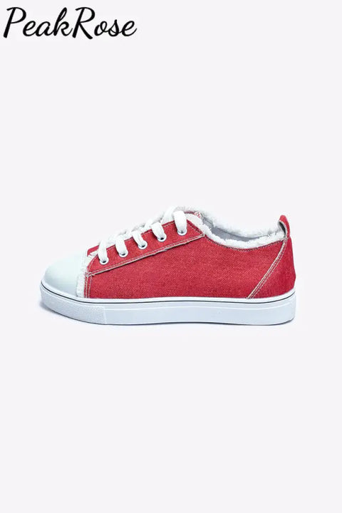 Red Flat Shoes Canvas Sneakers