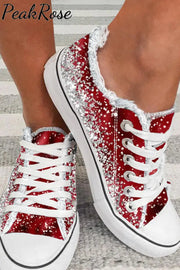 Red Glitter Christmas Canvas Shoes