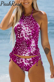 Red Gorgeous Fireworks Halter Swimsuit S / Photo Color