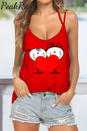 Red Heart-Shape Lovers Beach Halter Top S / Tops