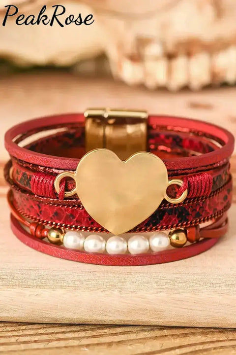 Red Leather Love String Vintage Jewelry Gift Bracelet Bracelets