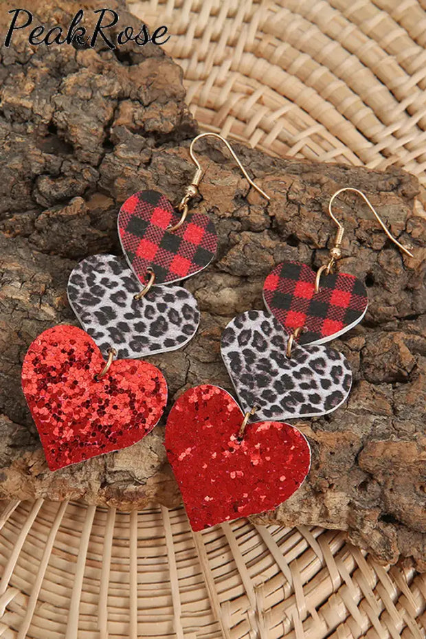 Red Leopard Glitter Christmas Earrings