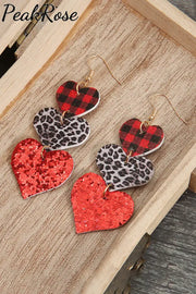 Red Leopard Glitter Christmas Earrings