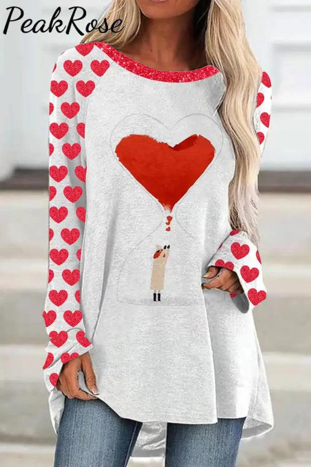 Red Love Hourglass Watercolor Loose Tunic