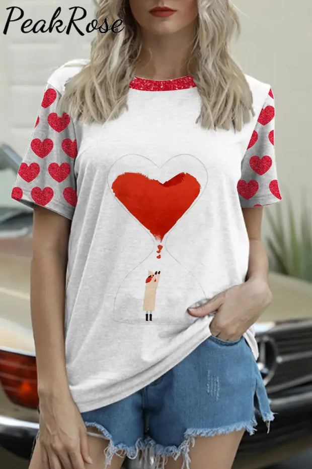 Red Love Hourglass Watercolor T-Shirt