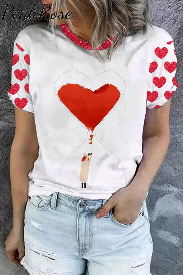 Red Love Hourglass Watercolor T-Shirt