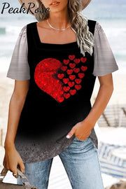 Red Sequin Love Black Beach T-Shirt T-Shirt