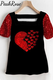 Red Sequin Love Black Beach T-Shirt T-Shirt