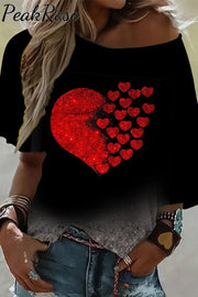 Red Sequin Love Black T-Shirt T-Shirt