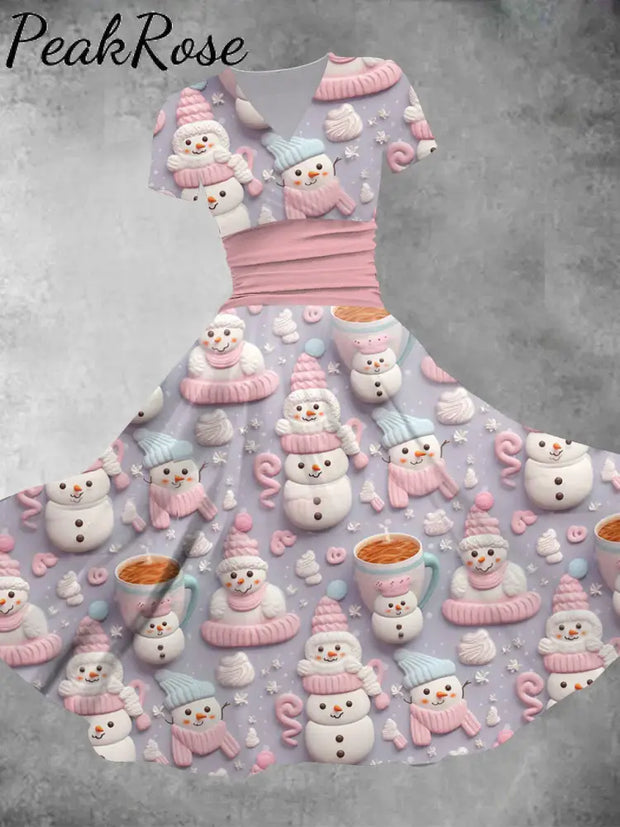 Retro Christmas Fun And Cute Printed Fashion Dress Christmas