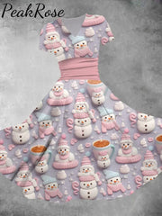 Retro Christmas Fun And Cute Printed Fashion Dress Christmas