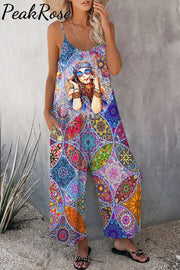 Retro Hippie Girl Boho Bohemia Pattern Cami Jumpsuit S / Photo Color