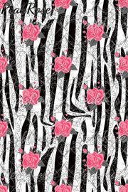 Retro Pink Rose Thorns Zebra Print Jeans