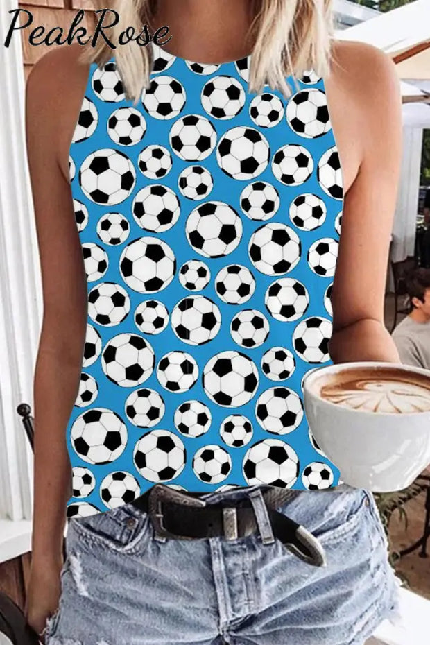 Retro Soccer Ball Football Game Print Tank Top