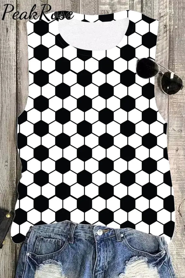 Retro Soccer Ball Mom Print Tank Top