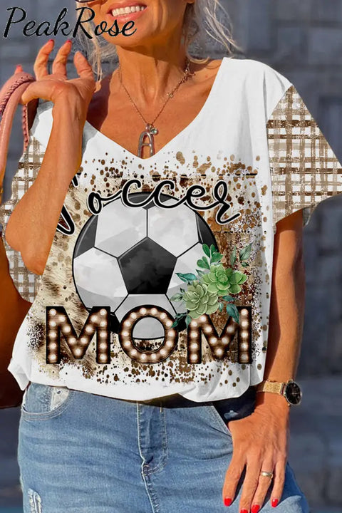 Retro Soccer Mom Tie Dye Check Print Dolman Sleeves Tee