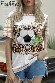 Retro Soccer Mom Tie Dye Check Print Round Neck T-Shirt S / Photo Color T-Shirt