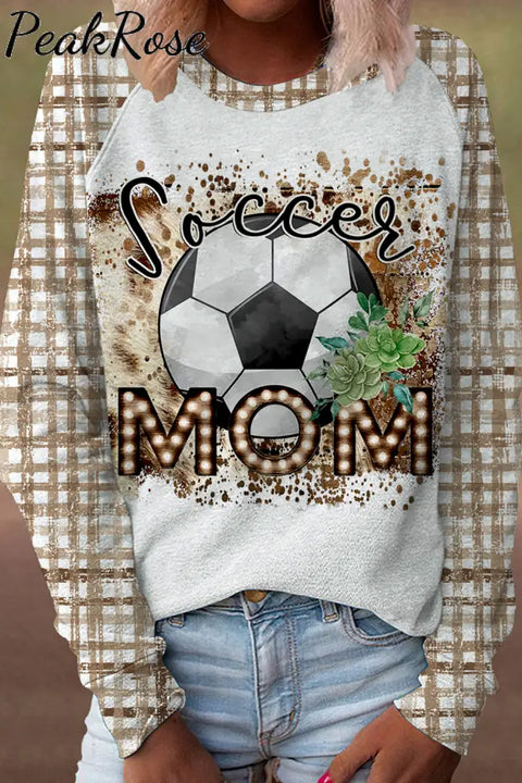 Retro Soccer Mom Tie Dye Check Print Sweatshirt