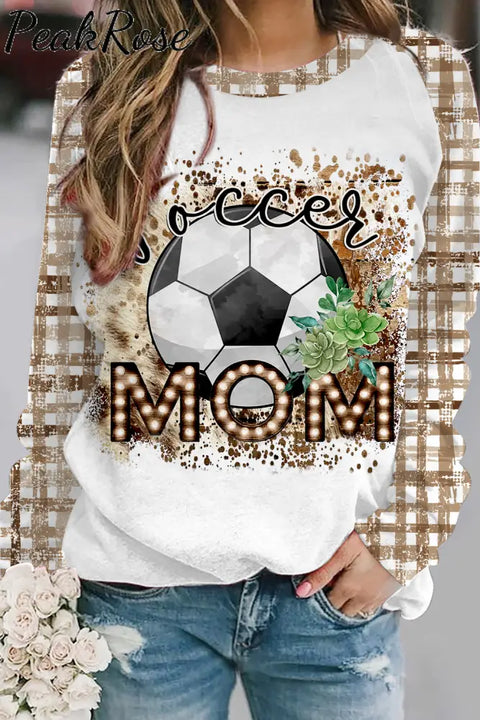 Retro Soccer Mom Tie Dye Check Print Sweatshirt S / Photo Color