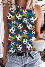 Retro Splatter Soccer Ball Mom Print Tank Top