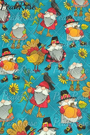 Retro Vintage Christmas Gnomes Turkey Print Sleeveless Dress