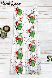 Retro Vintage Cute Santa Claus Print Sleeveless Dress