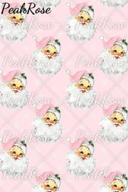 Retro Vintage Pink Santa Claus Print Sleeveless Dress