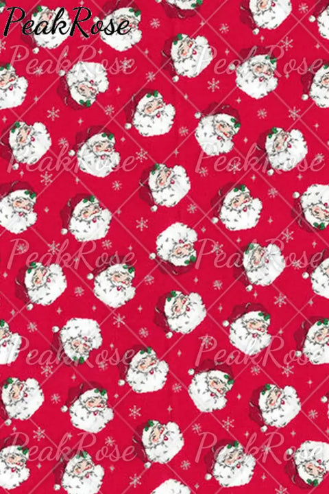 Retro Vintage Red Santa Claus Print Sleeveless Dress