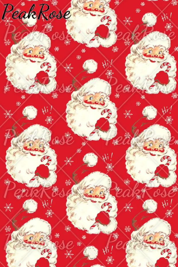 Retro Vintage Red Santa Claus Print Sleeveless Dress