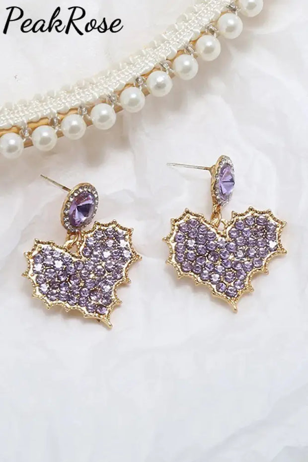 Rhinestone Thorn Heart Earrings