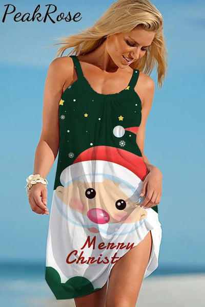 Santa Green Spotted Sleeveless Dress S / Photo Color