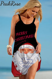 Santa Merry Christmas Sleeveless Dress S / Photo Color