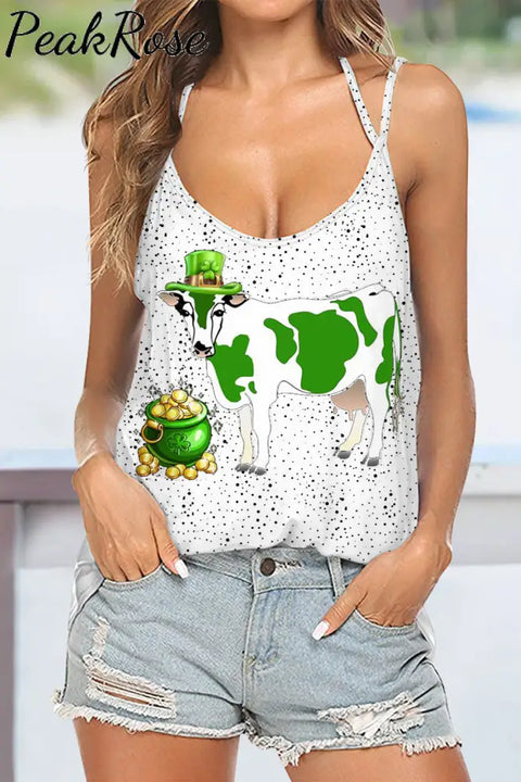 Sexy Green Sheep Shamrocks Printed Halter Tops