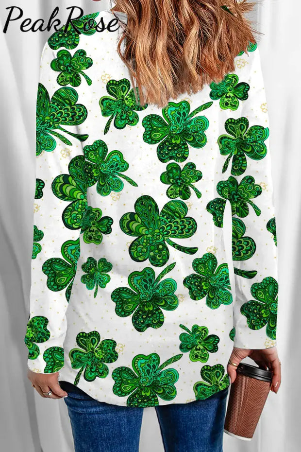 Shamrock Fruits & Plants Casual V Neck Long Sleeve T-Shirt T-Shirt